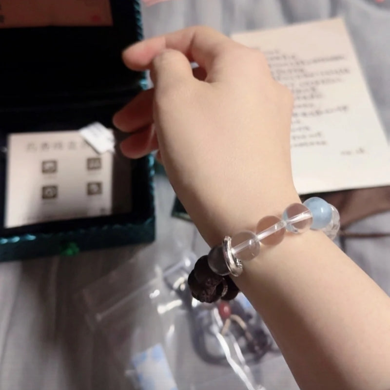 Close-up of Rose Serenity Handcrafted Bracelet crystal beads