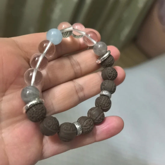 Single Loop Herbal Beads Bracelet with Xi Character