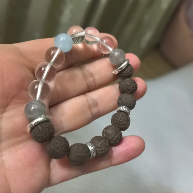 Single Loop Herbal Beads Bracelet with Xi Character