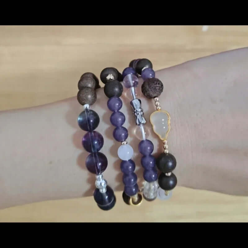 Handcrafted herbal beads on the Lily & Magnolia Serenity Bracelet