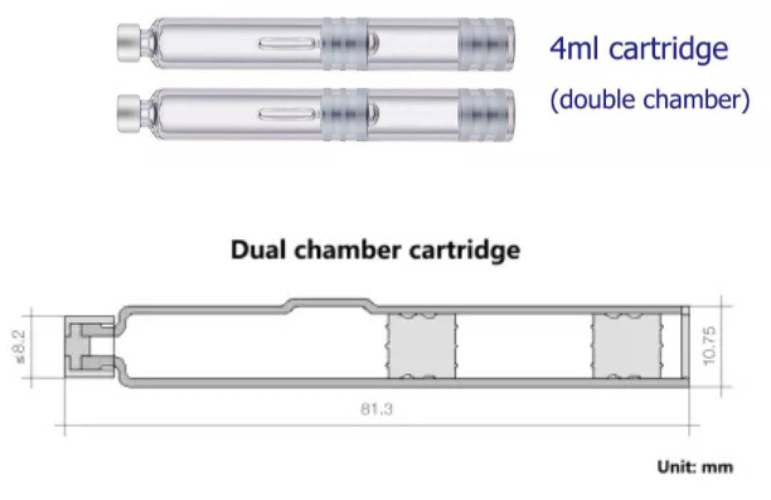 Pen Injectors For Double Chamber Cartridge