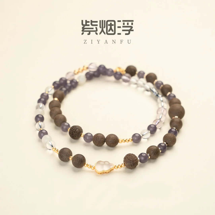 Handcrafted herbal beads on the Mint & Mugwort Tranquility Bracelet